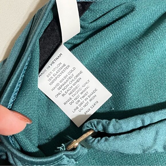 Teal Swimsuit Bra Top with Multicolor Band - Picture 5 of 5